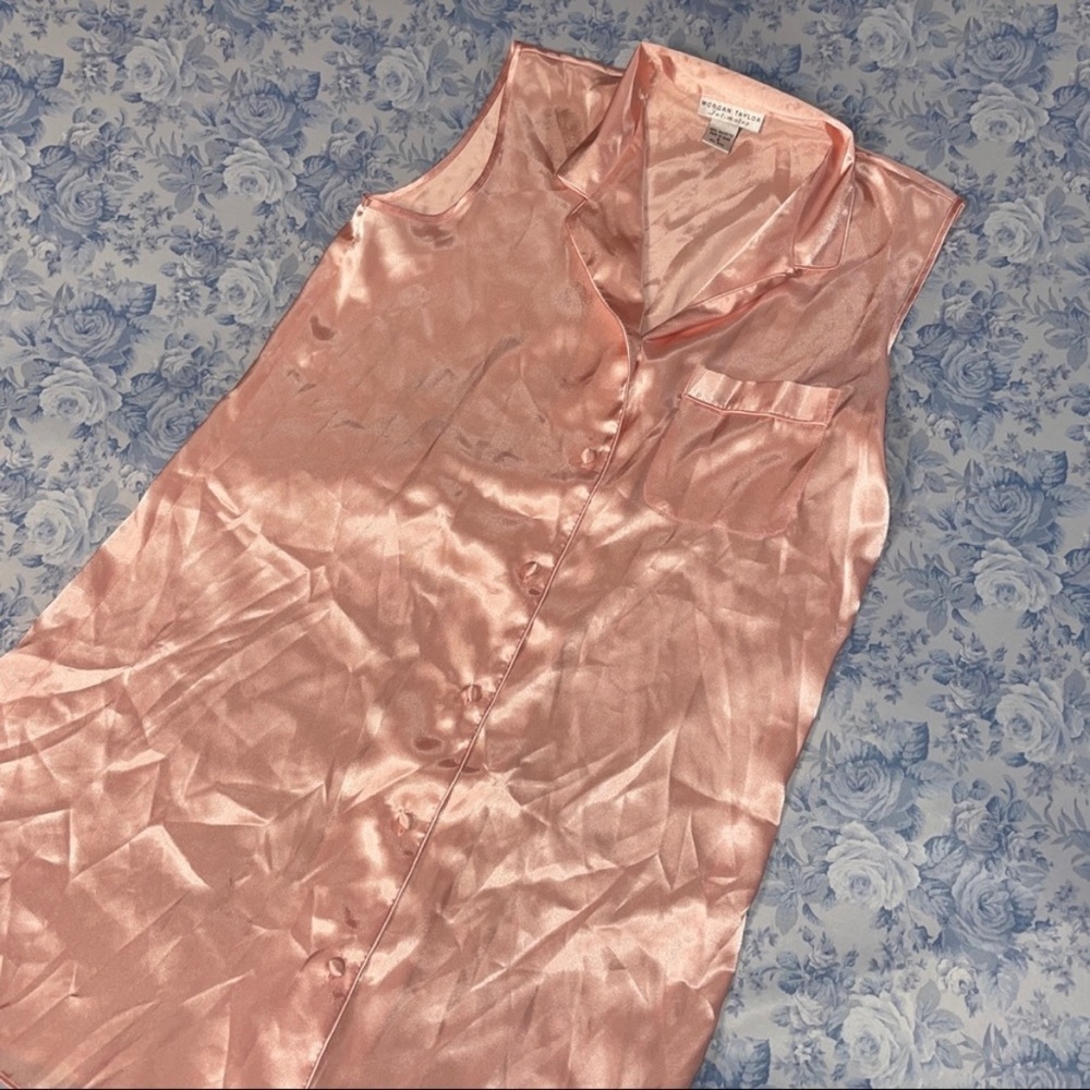 Vintage Small Pajama Dress Barbiecore Silky Sleeveless Mini Dress Morgan Taylor